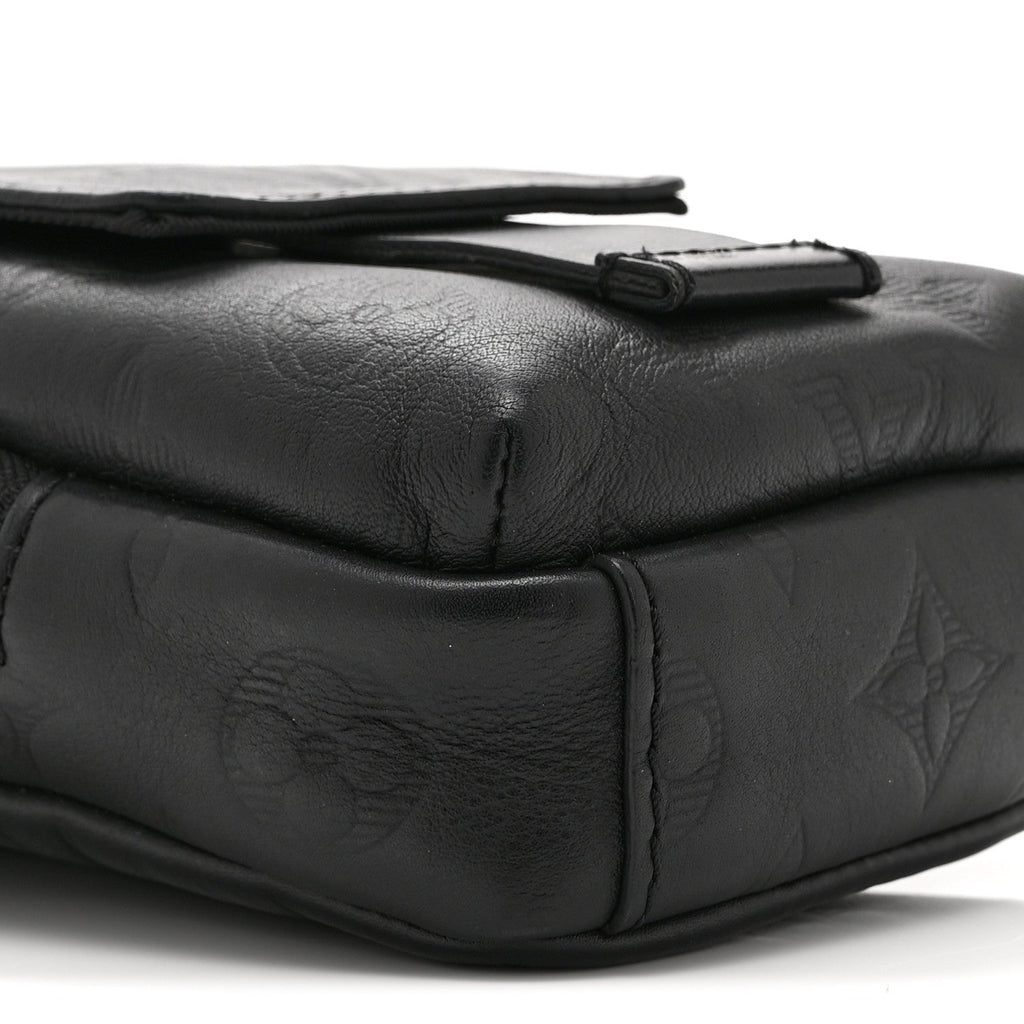 Calfskin Monogram Shadow Double Phone Pouch NM Black