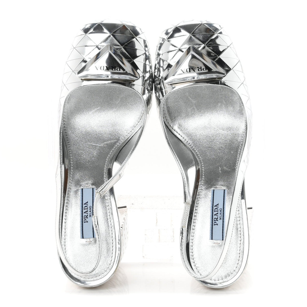 Spazzolato Triangle Logo Slingback 90mm Pumps 37 Argento