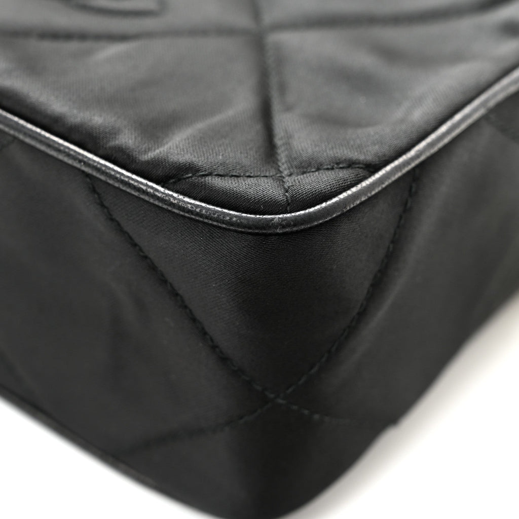 Satin Quilted Tassel Camera Case Black