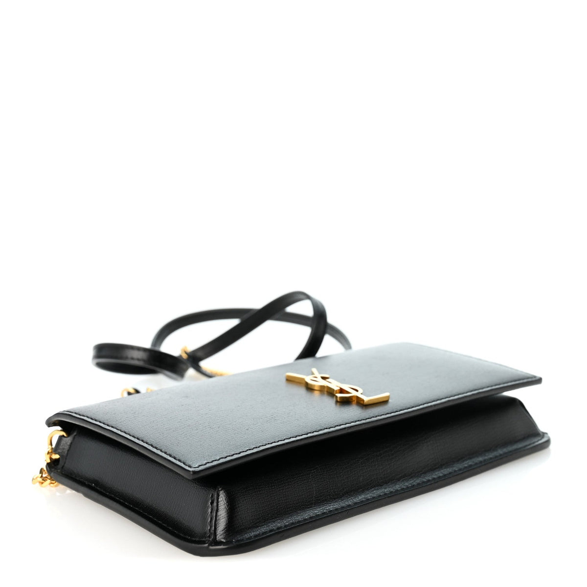 Grained Calfskin Monogram Phone Holder Crossbody Black