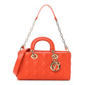 Lambskin Cannage Small Lady D-Joy Orange