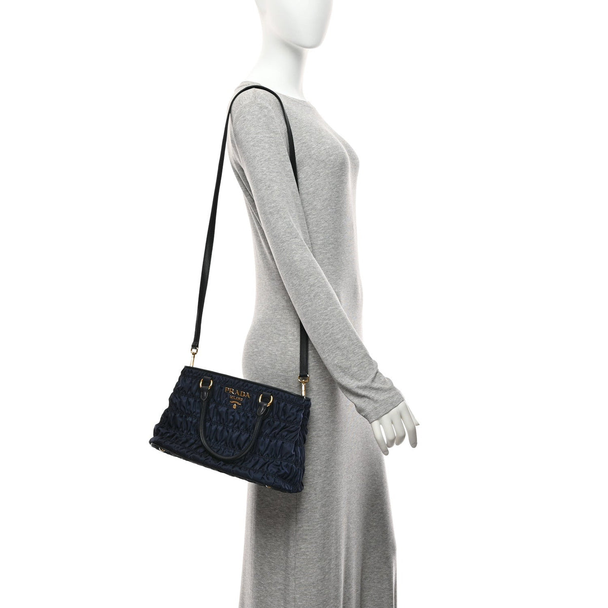 Tessuto Nylon Gaufre Small Tote Baltico