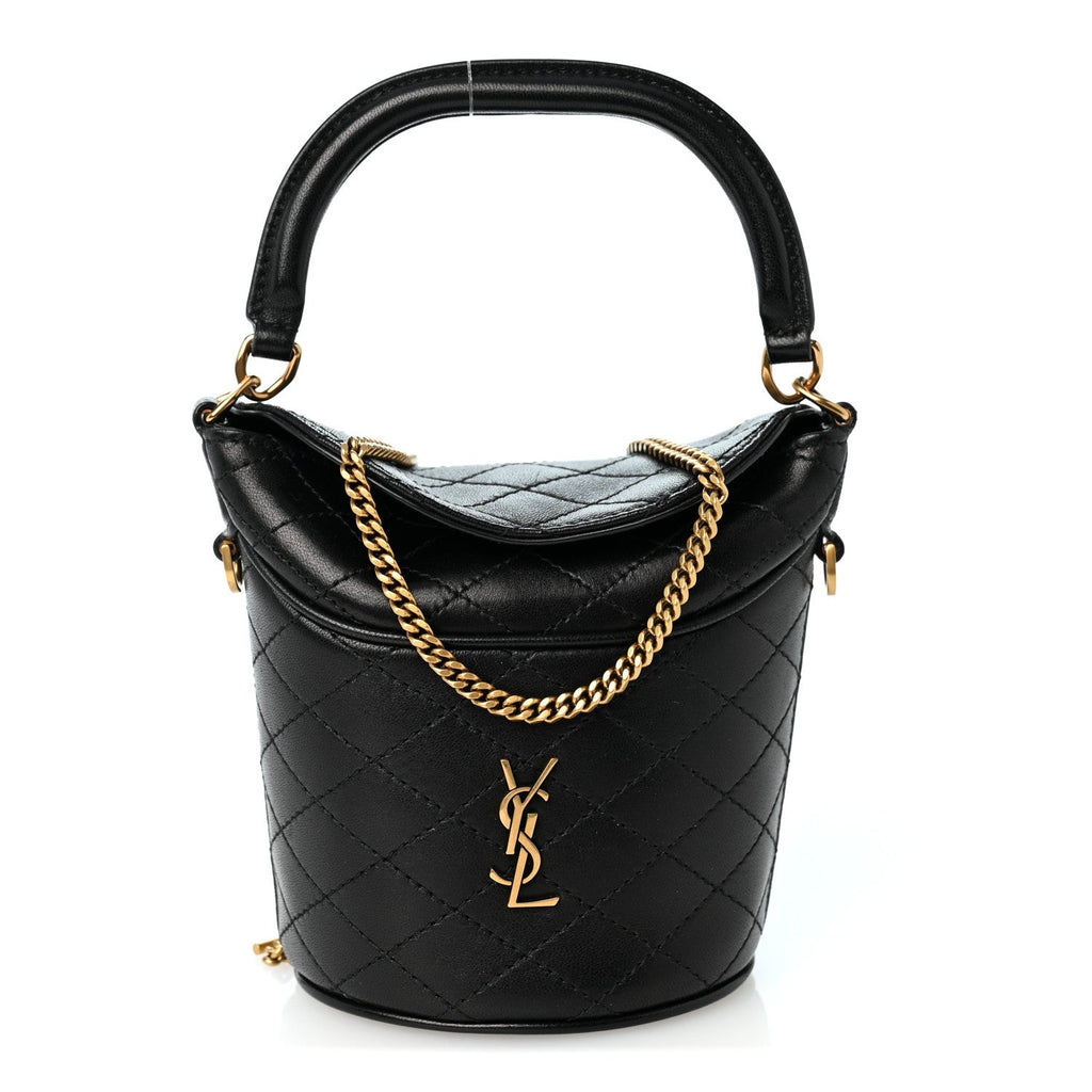 Lambskin Gabby Micro Bucket Bag Black