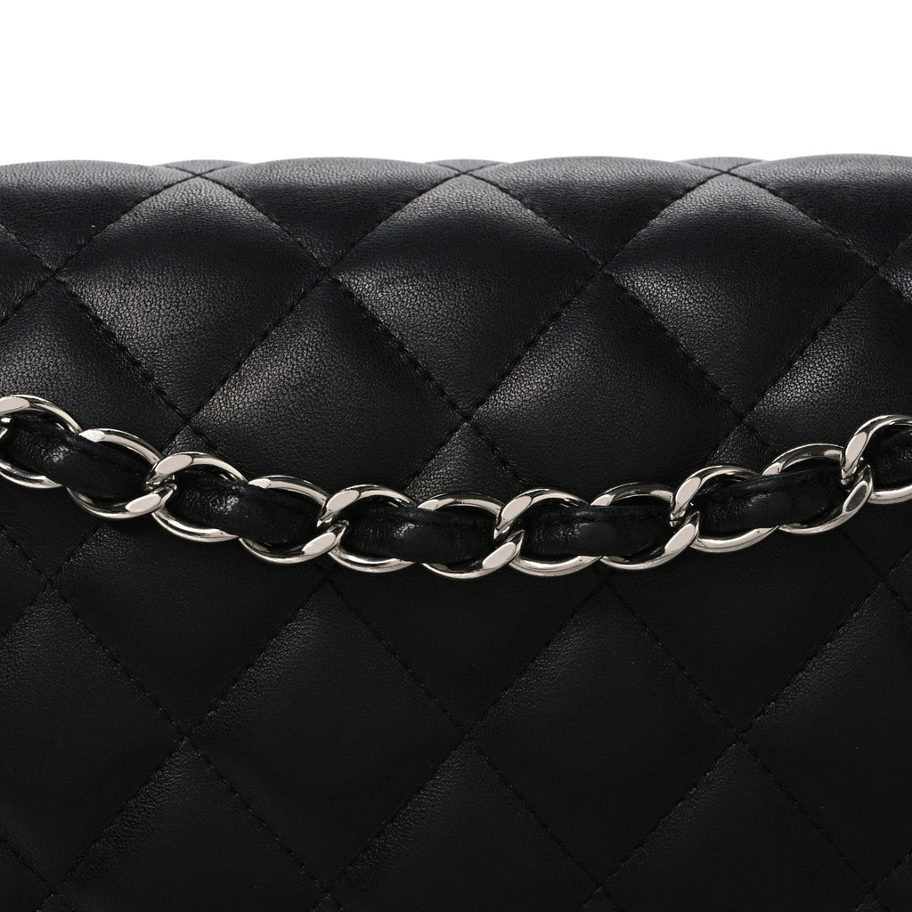 Lambskin Quilted Jumbo Double Flap Black