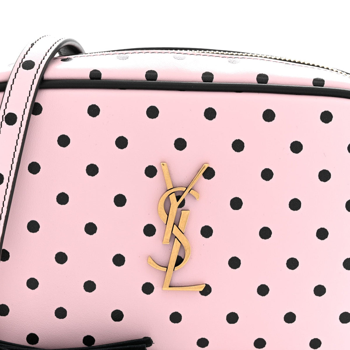 Calfskin Printed Polka Dot Mini Lou Camera Bag Pink Black