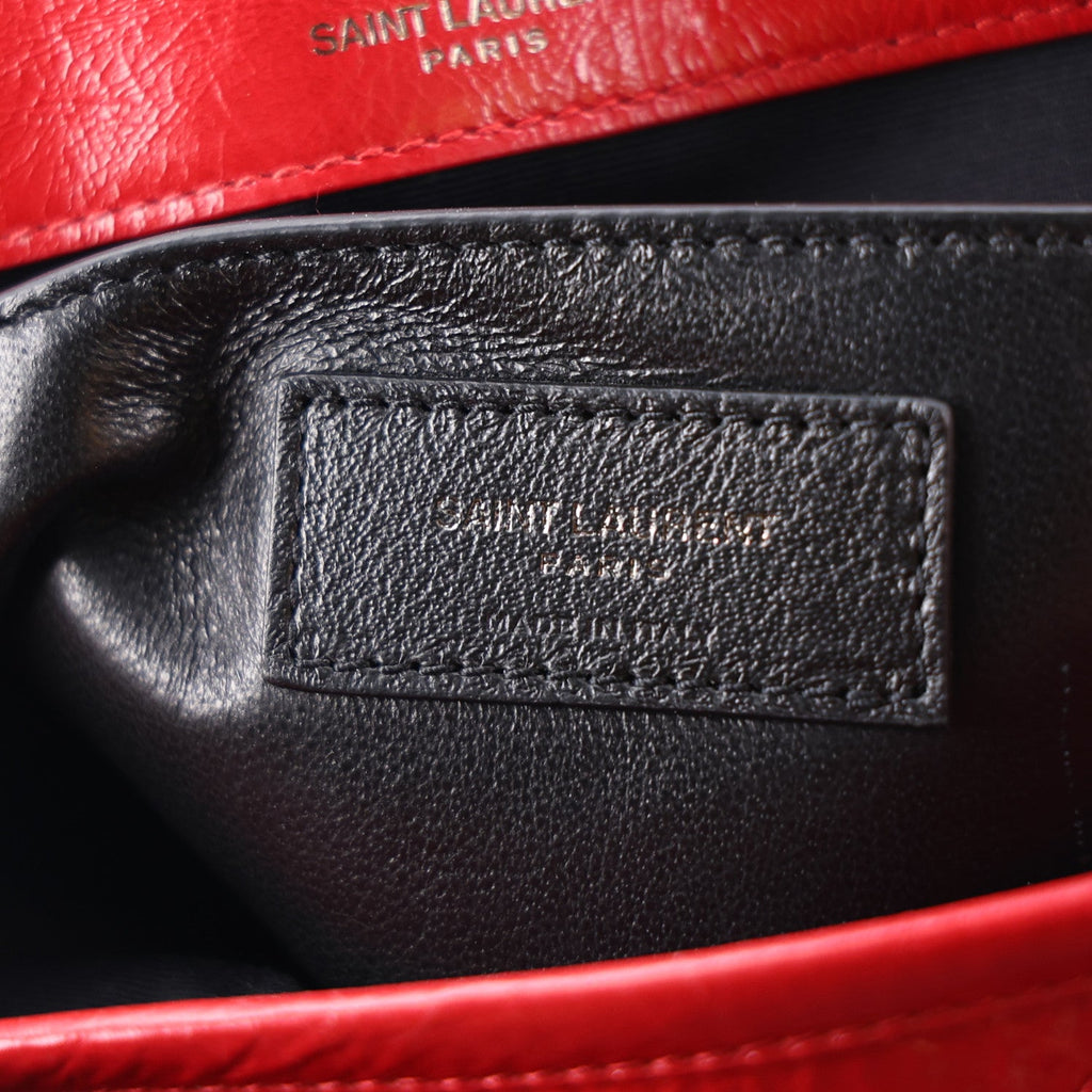 Crinkled Calfskin Matelasse Monogram Baby Niki Chain Satchel Rouge Eros