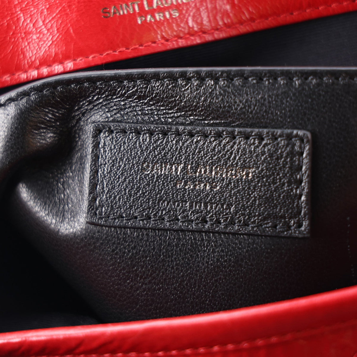Crinkled Calfskin Matelasse Monogram Baby Niki Chain Satchel Rouge Eros