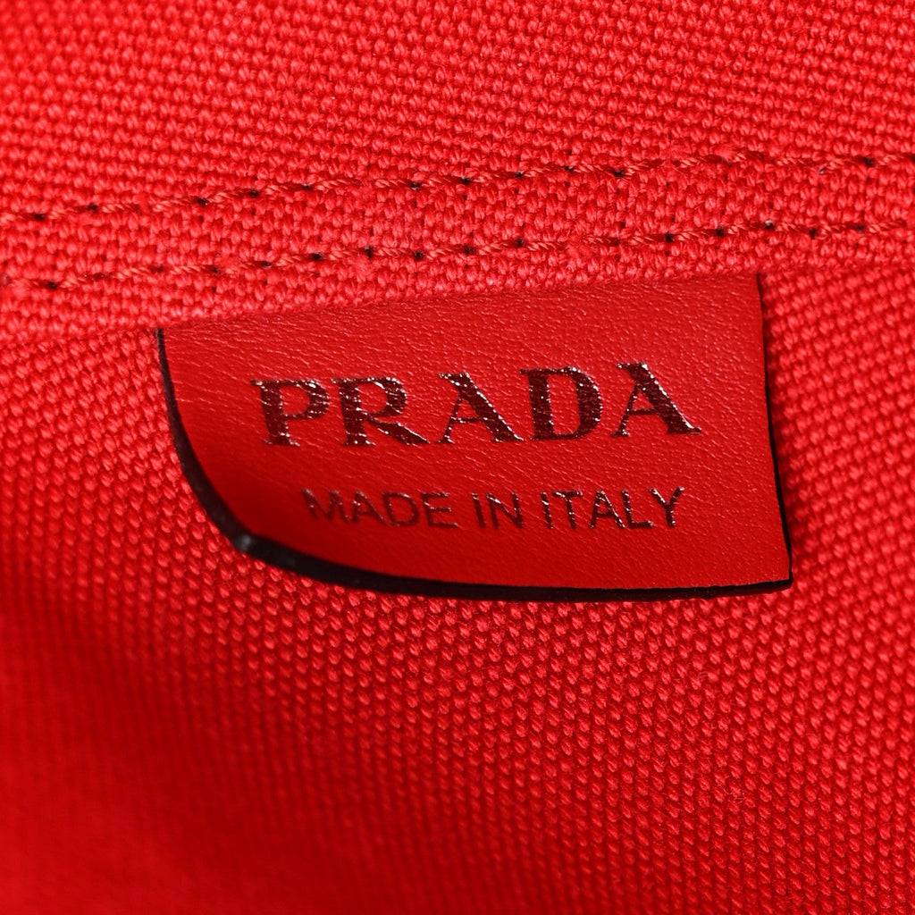 Denim Calfskin Logo Shopping Tote Blue Red