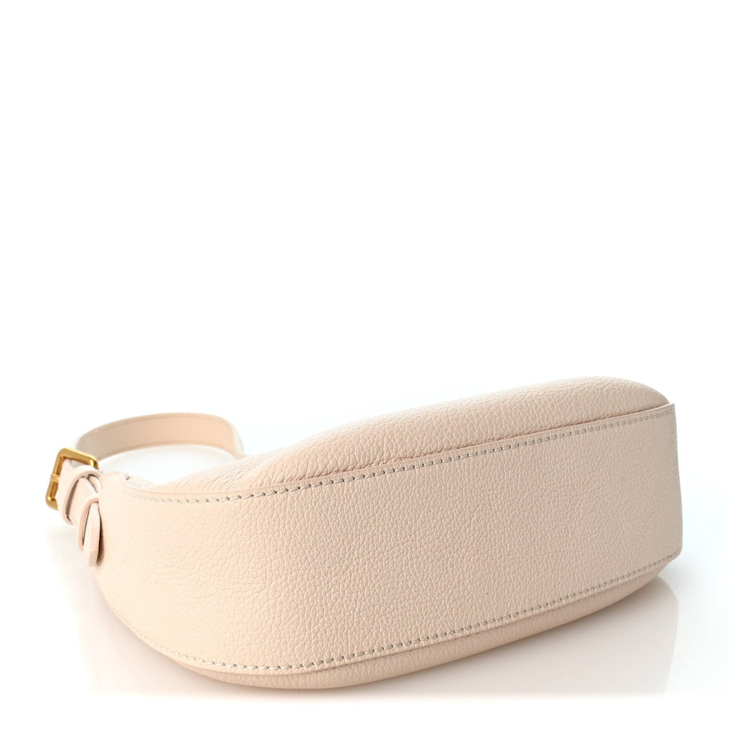 Grained Calfskin Low Key Shoulder Bag Limestone Gray