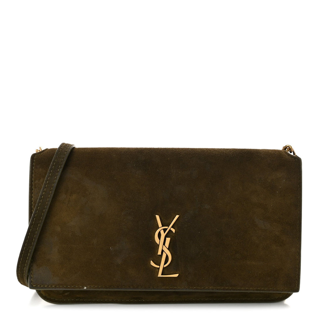 Suede Monogram Phone Holder Crossbody Loden Green