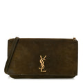 Suede Monogram Phone Holder Crossbody Loden Green