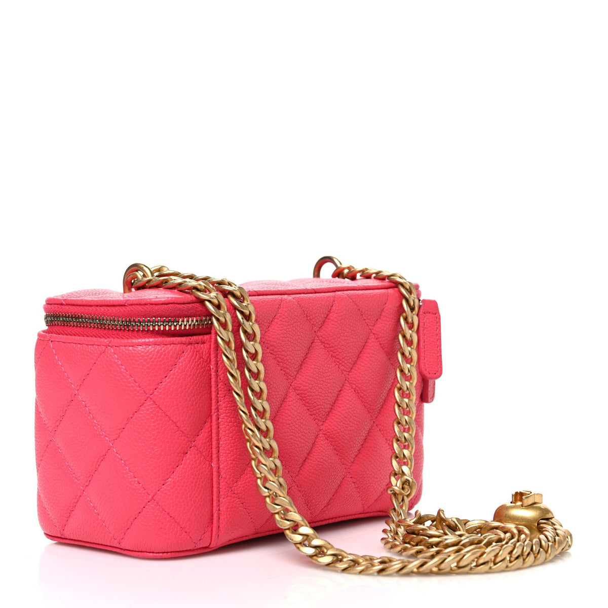 Caviar Quilted Sweetheart Vanity Case Pink
