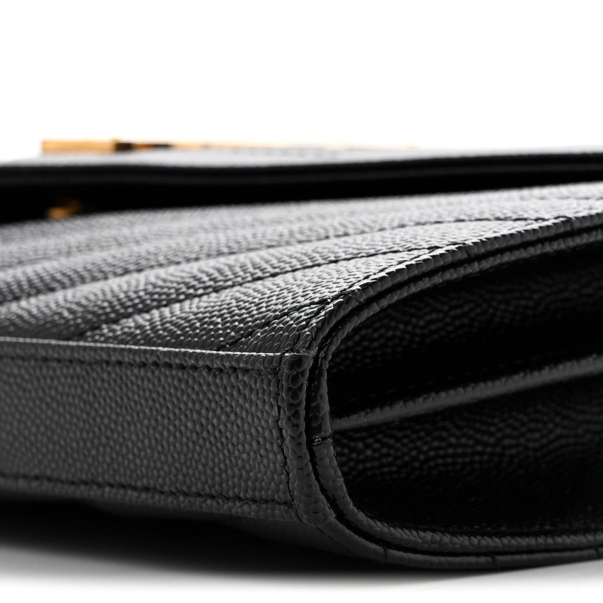 Grain De Poudre Matelasse Chevron Monogram Chain Wallet Black
