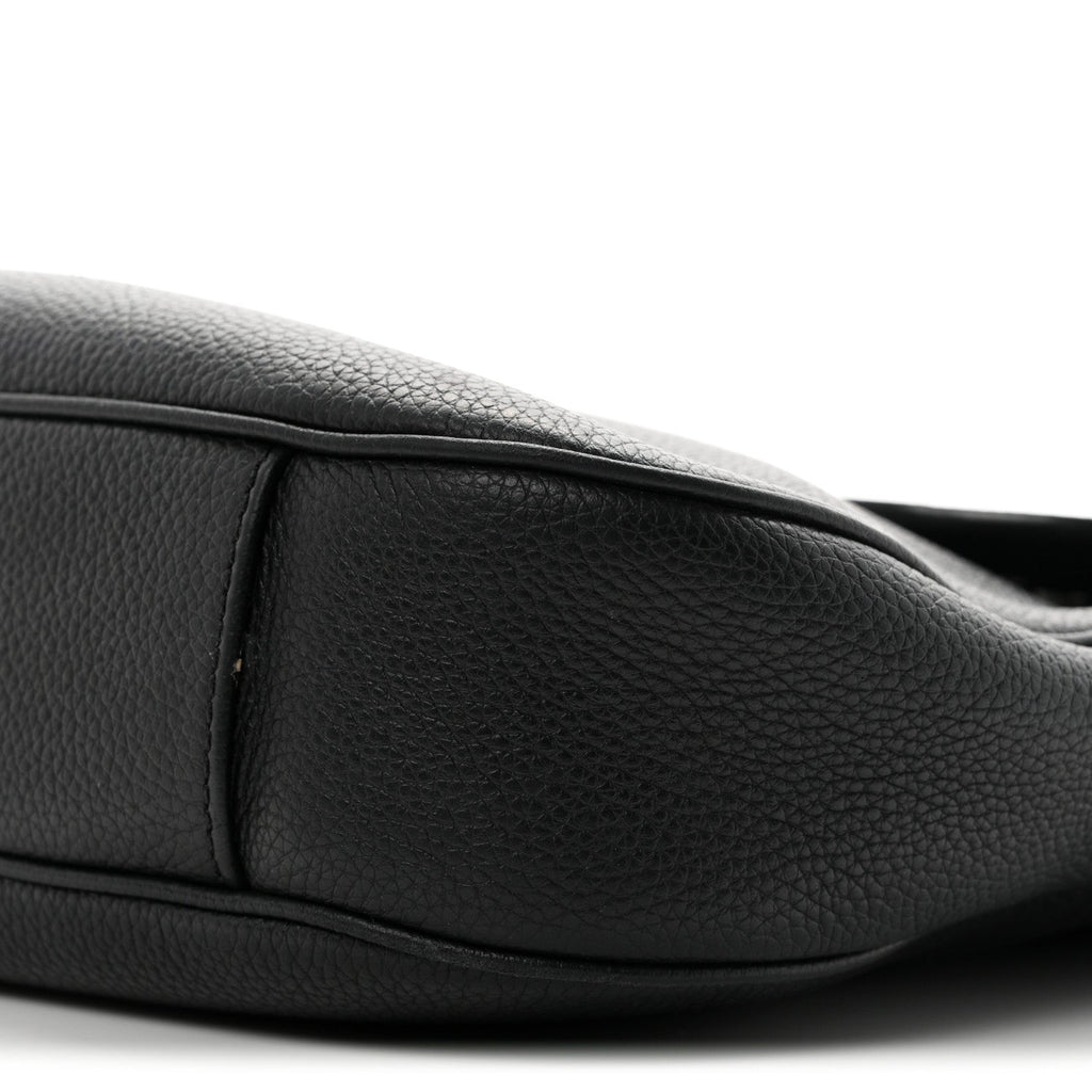 Grained Calfskin Saddle Messenger Bag Black