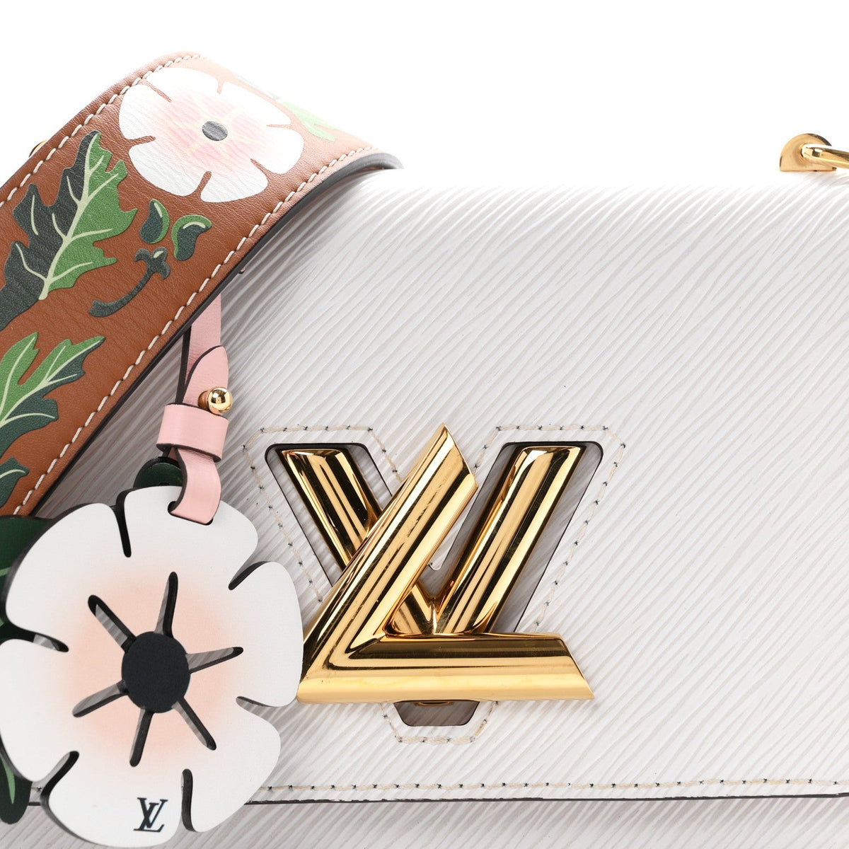 Epi Asnieres Flowers Twist Shoulder Bag PM White