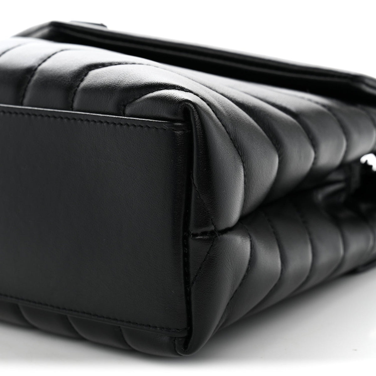 Calfskin Y Quilted Monogram Monochrome Small Loulou Chain Satchel Black