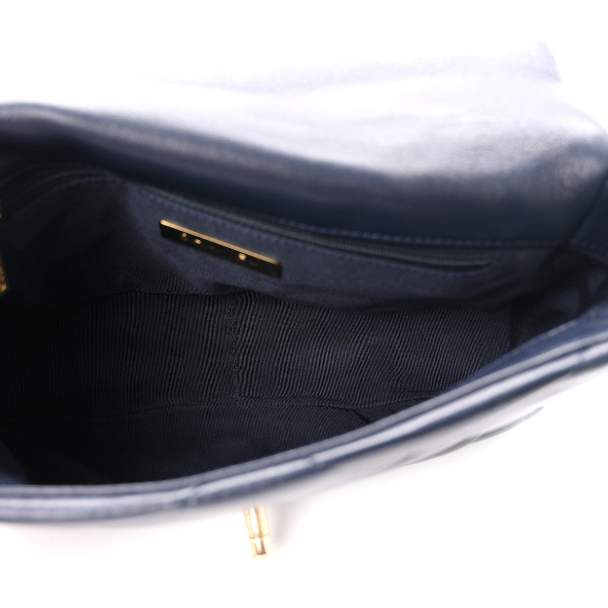 Lambskin Quilted Medium Chanel 19 Flap Navy Blue