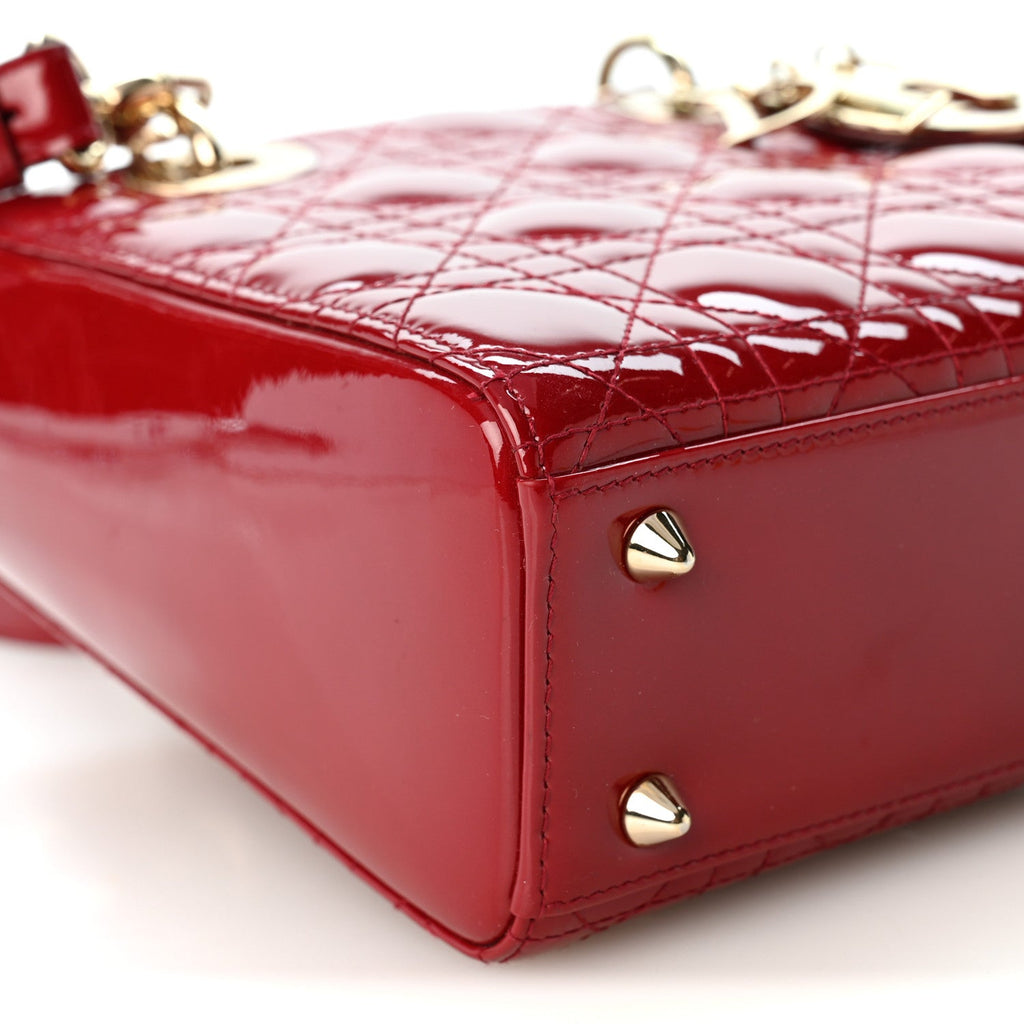 Patent Cannage Small My ABCDior Lady Dior Cherry Red