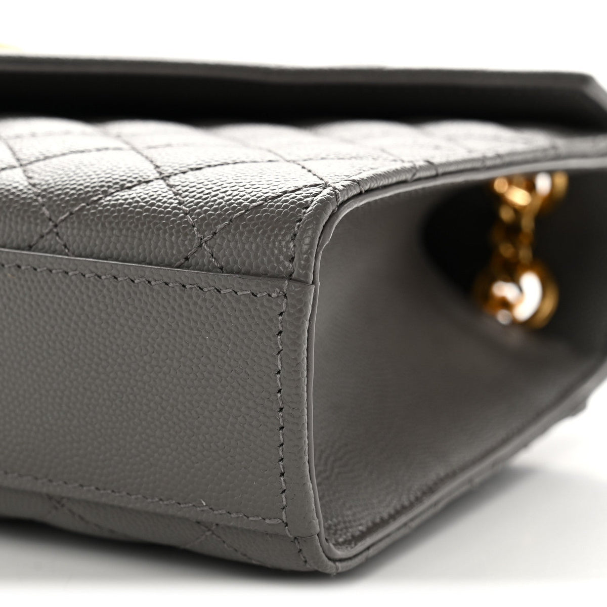 Grain De Poudre Textured Mixed Matelasse Medium Triquilt Monogram Satchel Fog