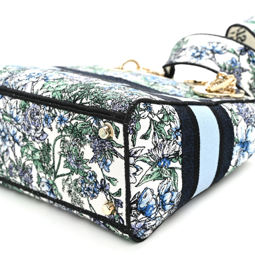 Canvas Embroidered Chardons Toile De Jouy Medium Lady D-Lite Blue Multicolor