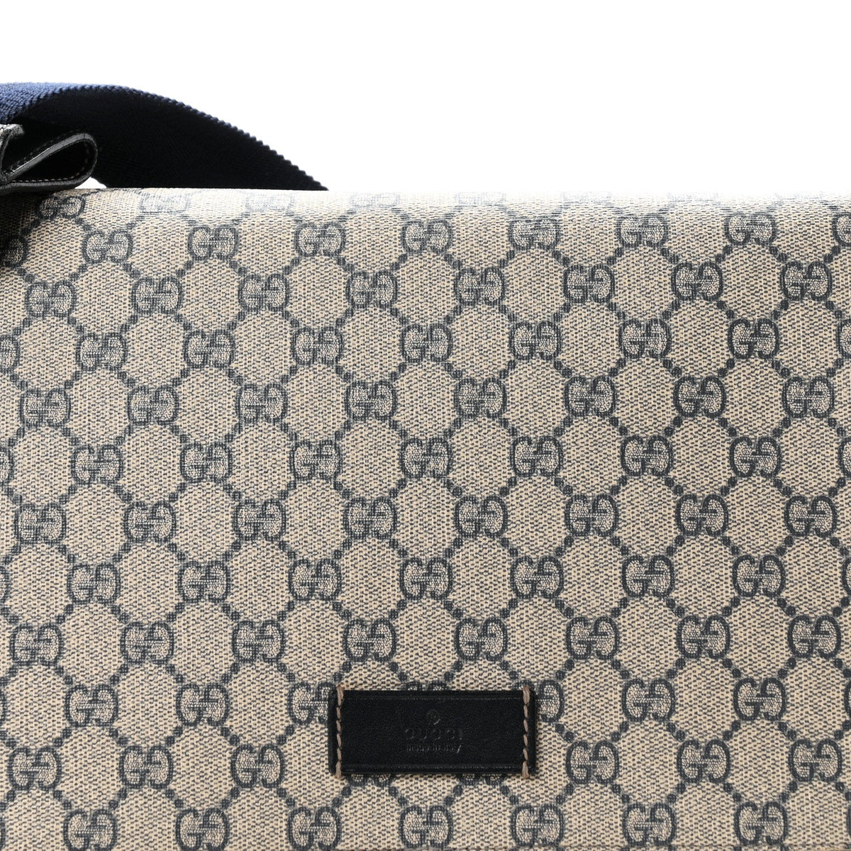 GG Supreme Monogram Selleria Calfskin Messenger Diaper Bag Navy