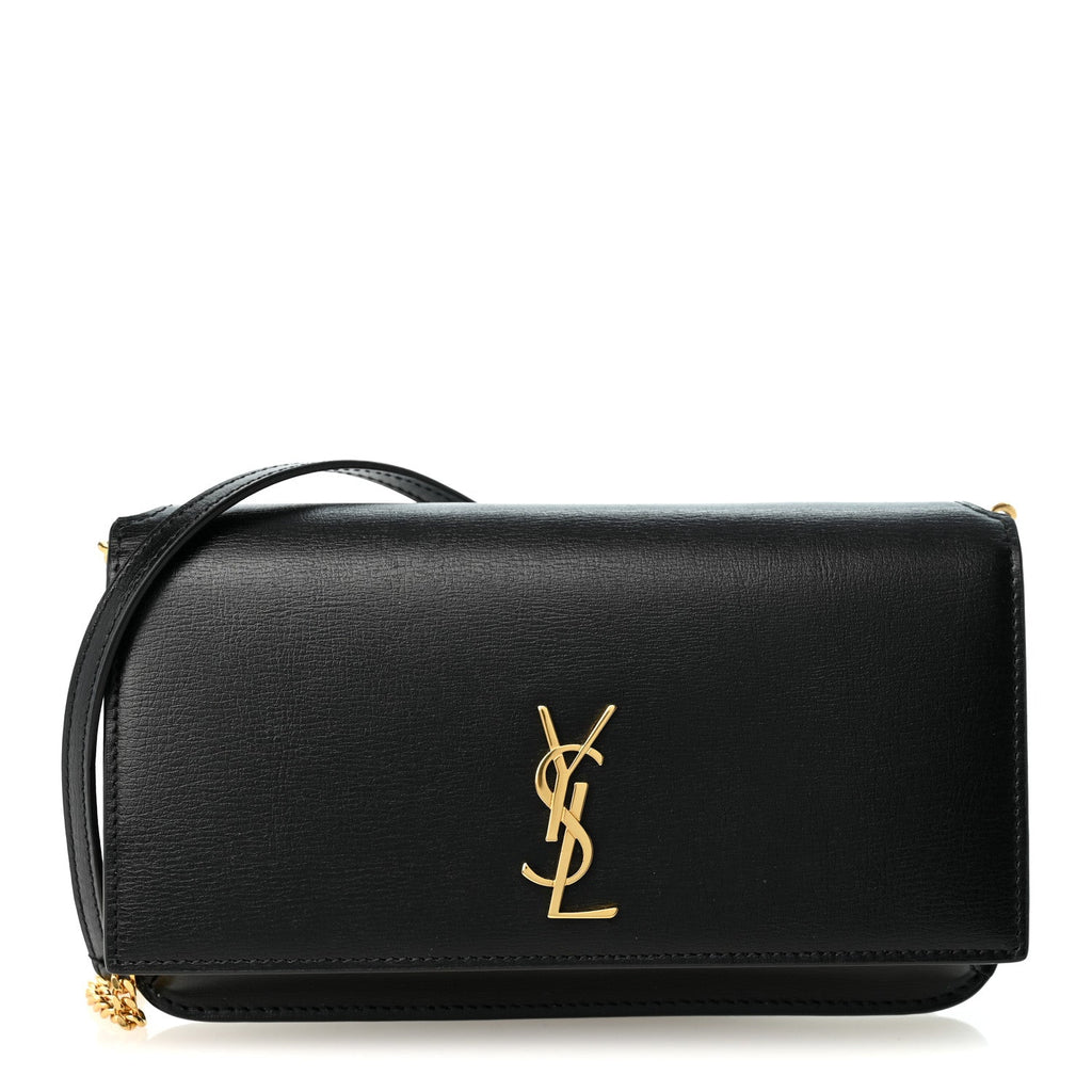 Grained Calfskin Monogram Phone Holder Crossbody Black