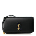 Grained Calfskin Monogram Phone Holder Crossbody Black