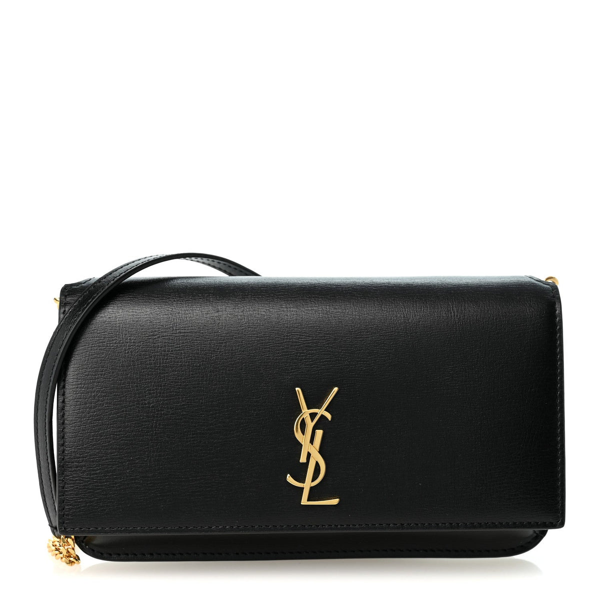Grained Calfskin Monogram Phone Holder Crossbody Black