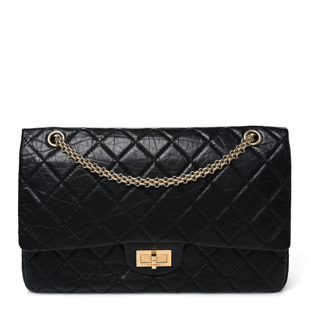 Aged Calfskin Quilted 2.55 Reissue 225 Flap Black