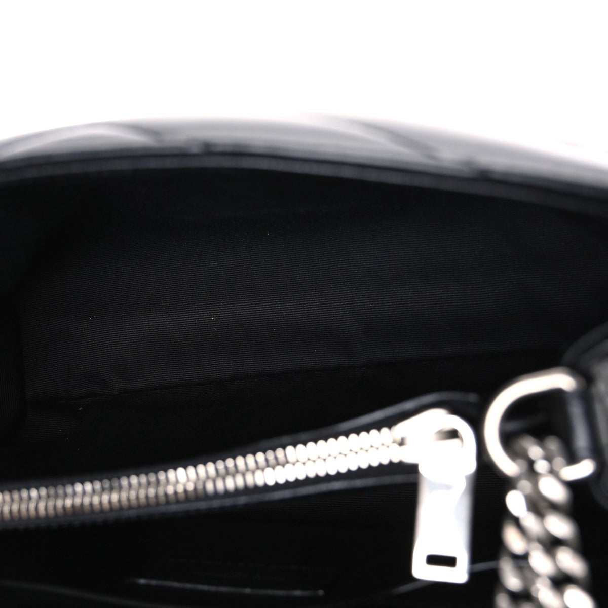 Calfskin Y Quilted Monogram Small Loulou Chain Satchel Black