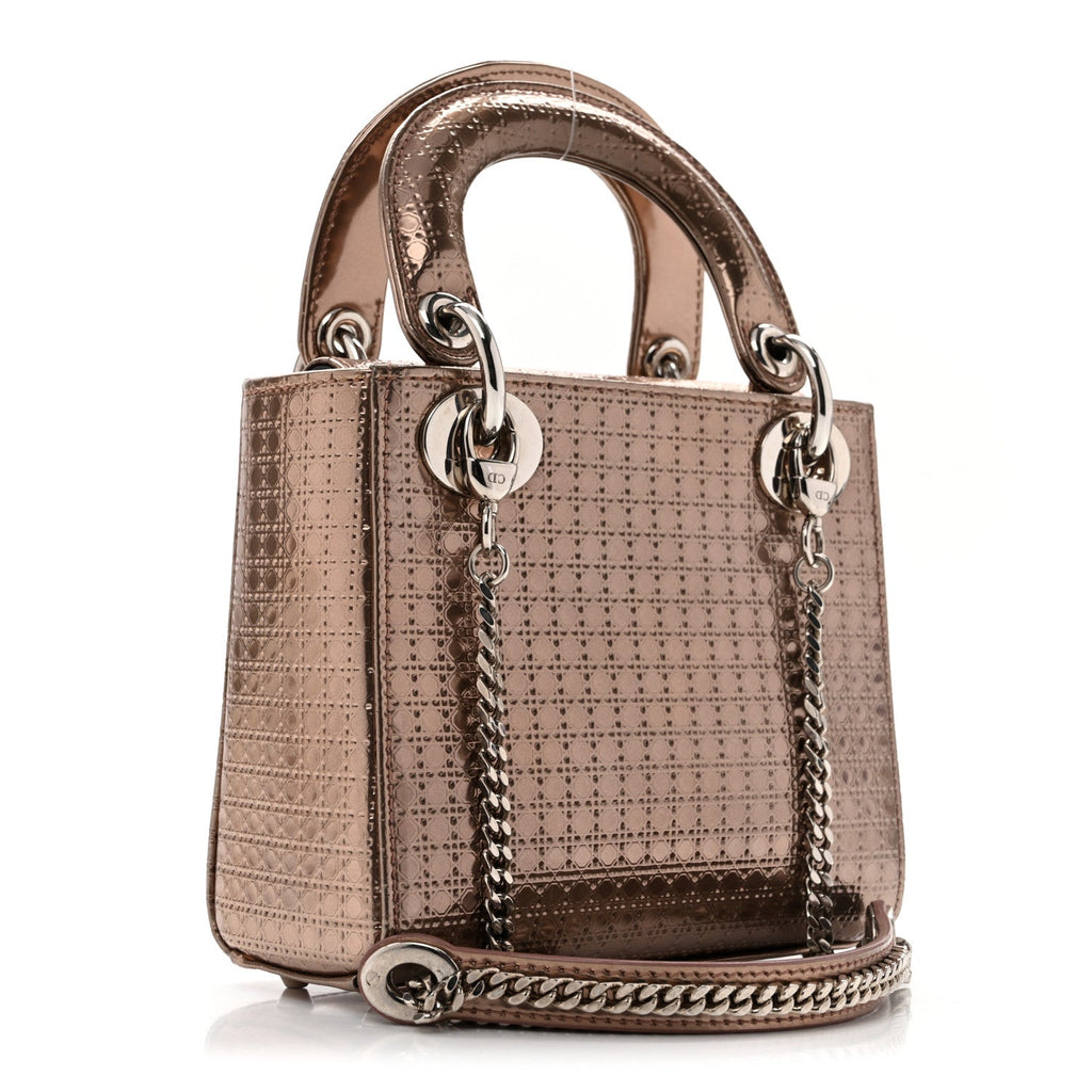 Metallic Patent Micro-Cannage Mini Lady Dior Hyper Pink