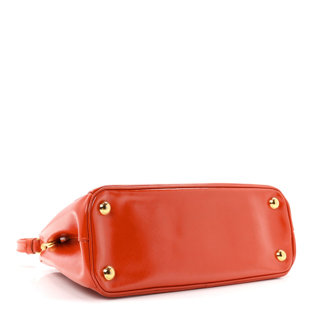 Saffiano Vernice Small Galleria Double Zip Tote Papaya