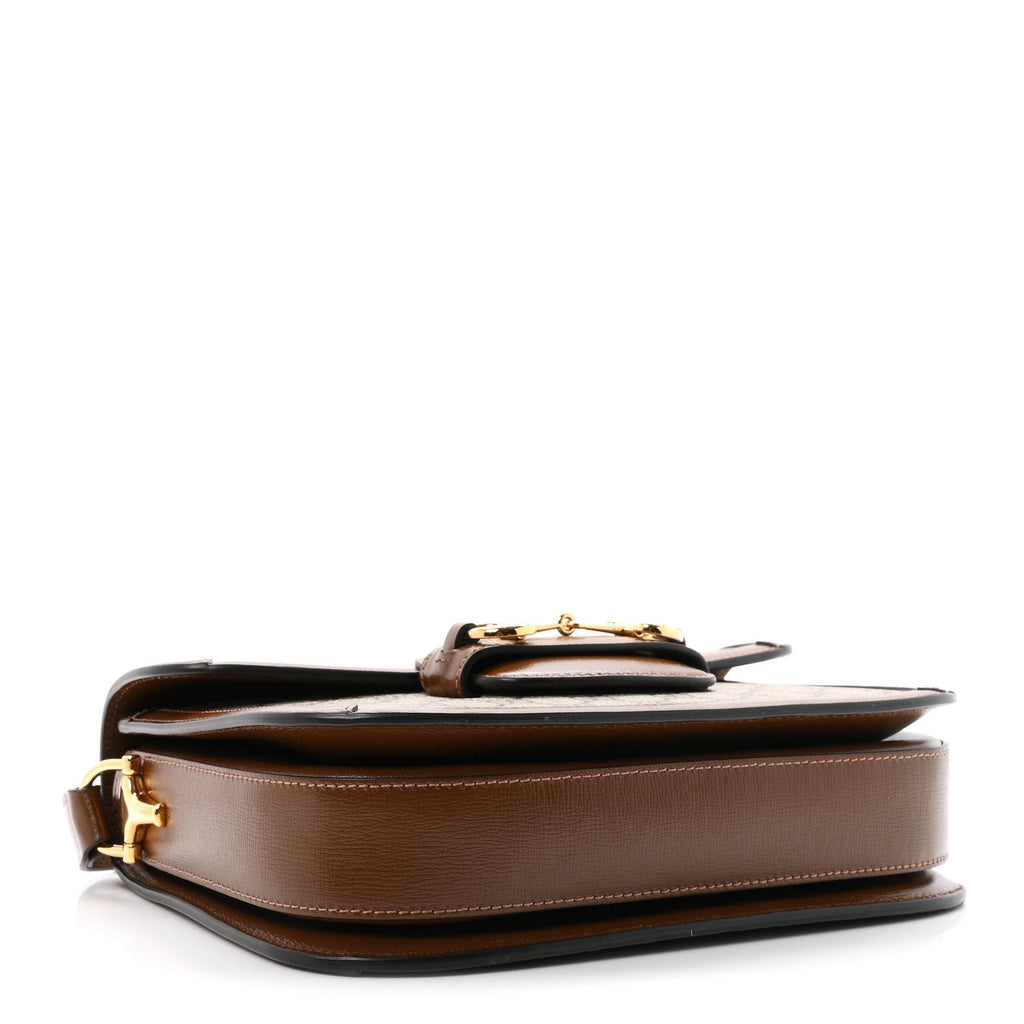 GG Supreme Monogram Horsebit 1955 Shoulder Bag Beige Brown Sugar