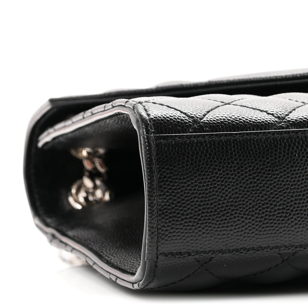 Grain De Poudre Textured Mixed Matelasse Triquilt Medium Monogram Satchel Black