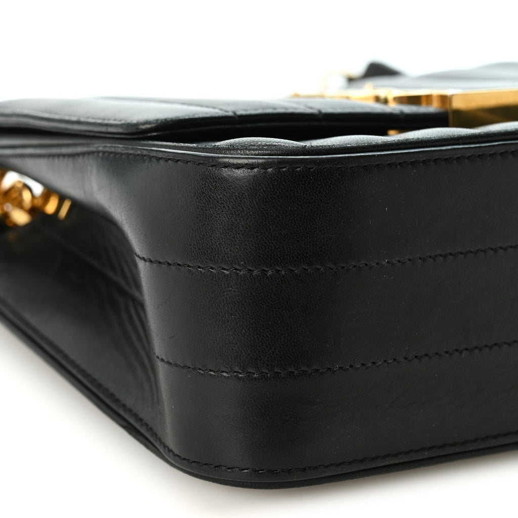 Lambskin Matelasse Monogram Medium Vicky Chain Bag Black