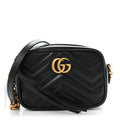 Calfskin Matelasse Mini GG Marmont Chain Shoulder Bag Black