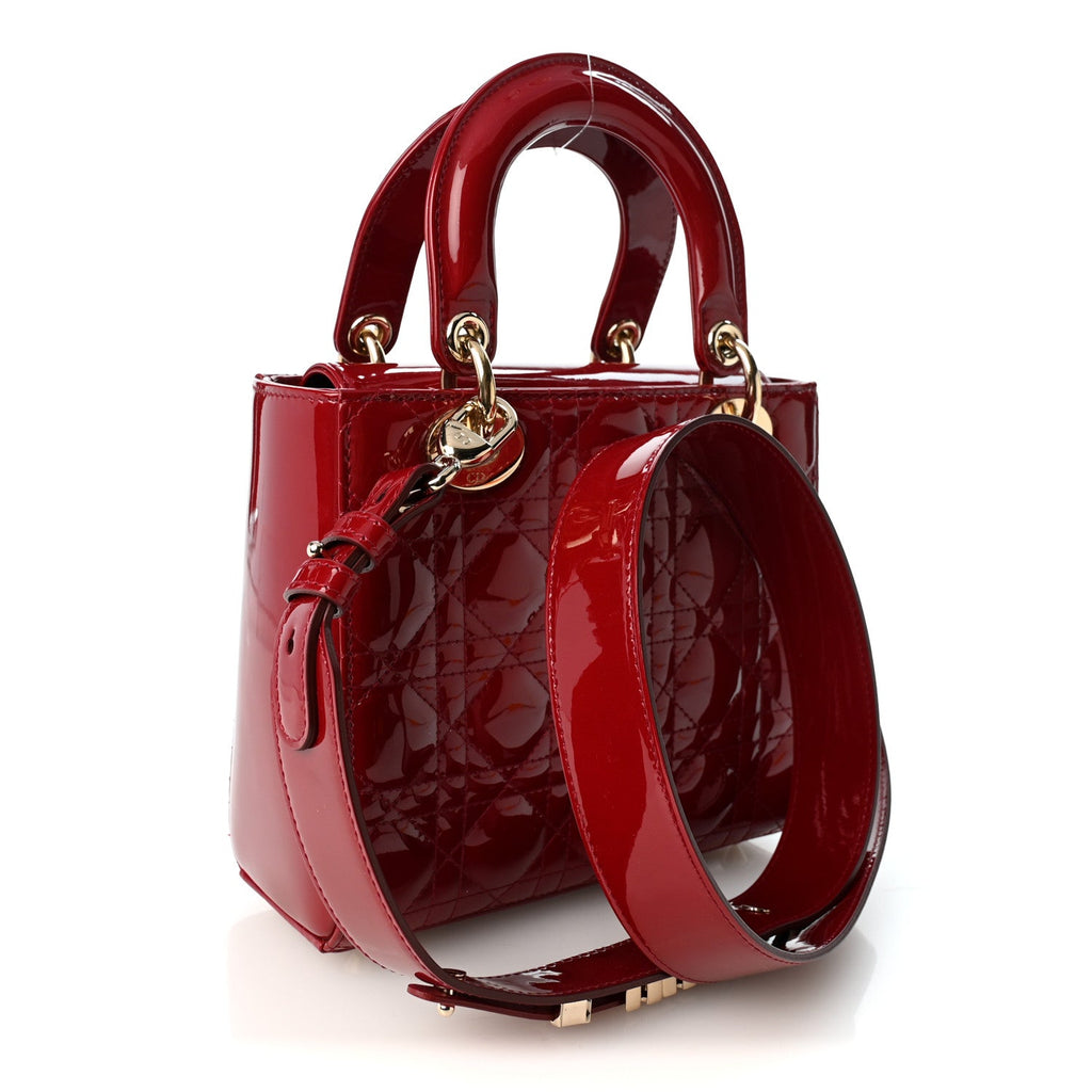Patent Cannage Small My ABCDior Lady Dior Cherry Red