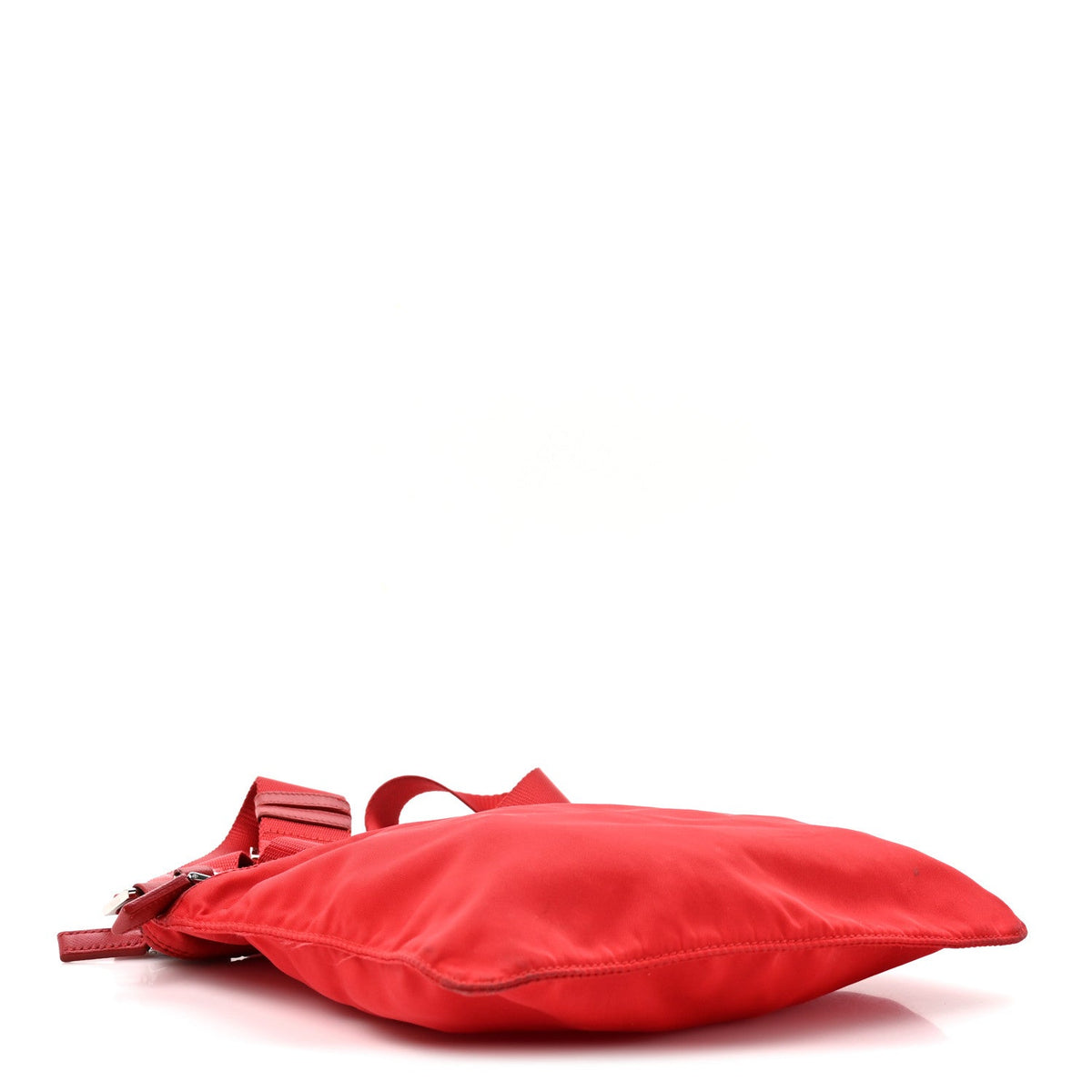 Nylon Vela Saffiano Flat Messenger Bag Rosso
