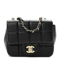 Lambskin Resin Crystal Square Quilted Mini Monacoco Flap Black