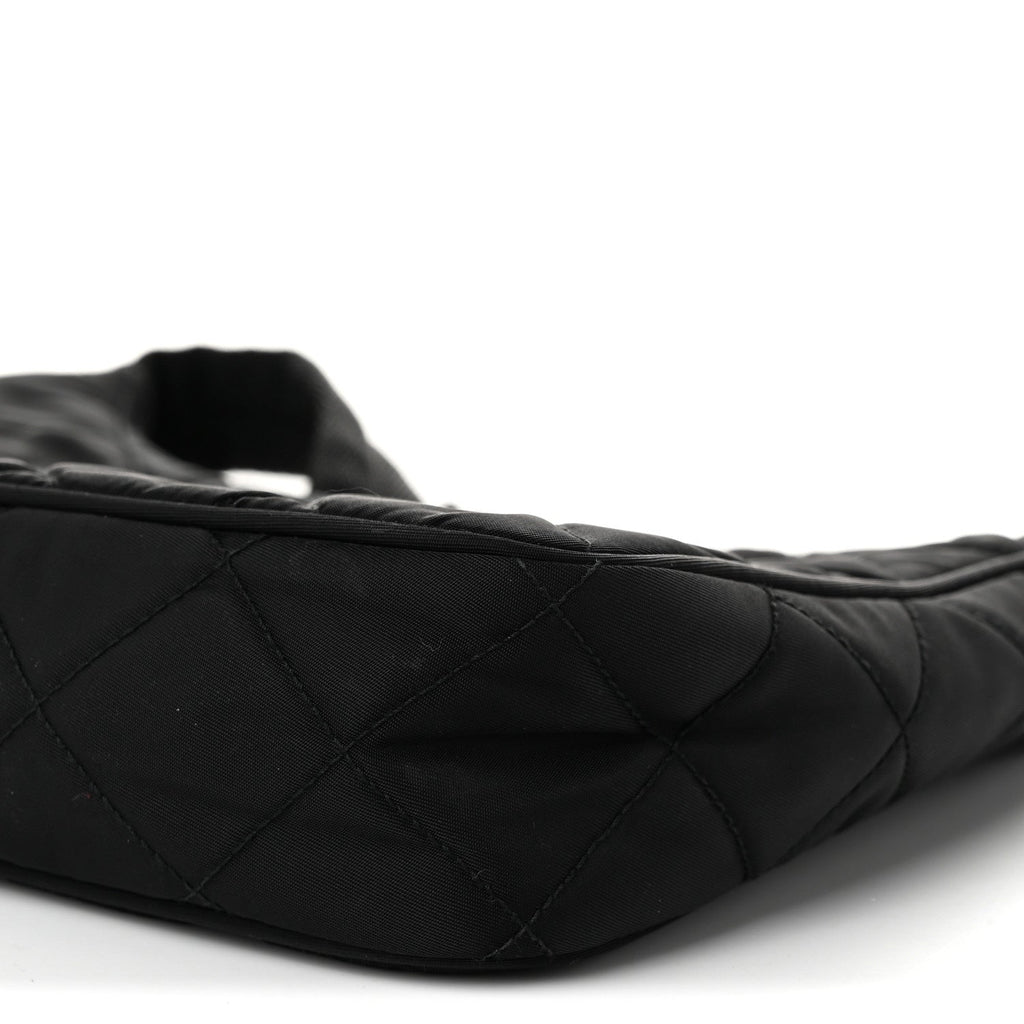 Tessuto Nylon Stitched Shoulder Bag Black