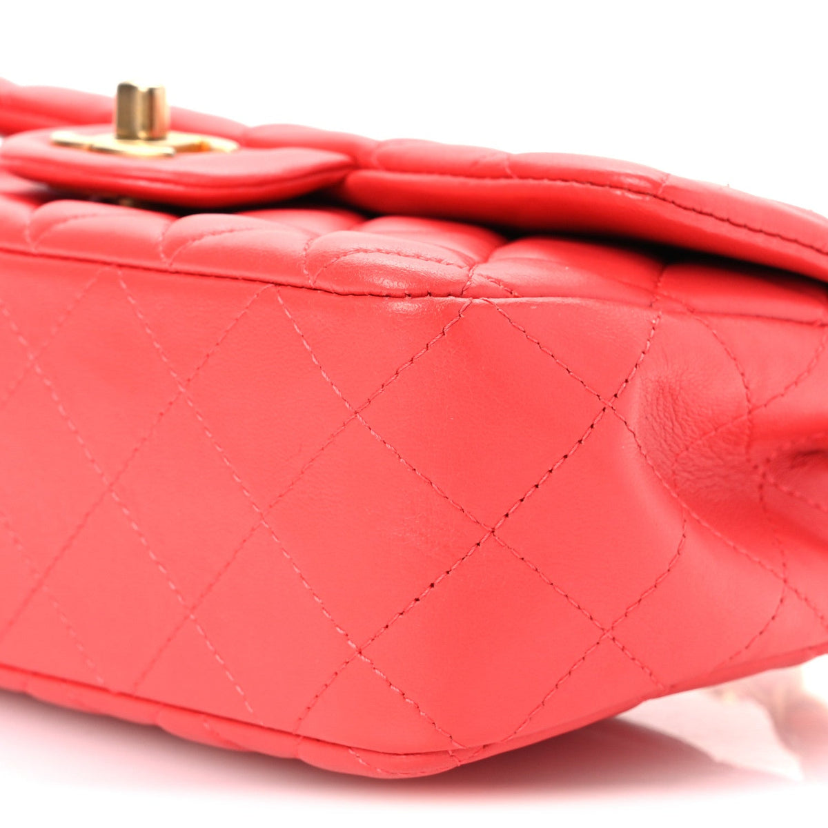Lambskin Quilted Mini Rectangular Flap Red