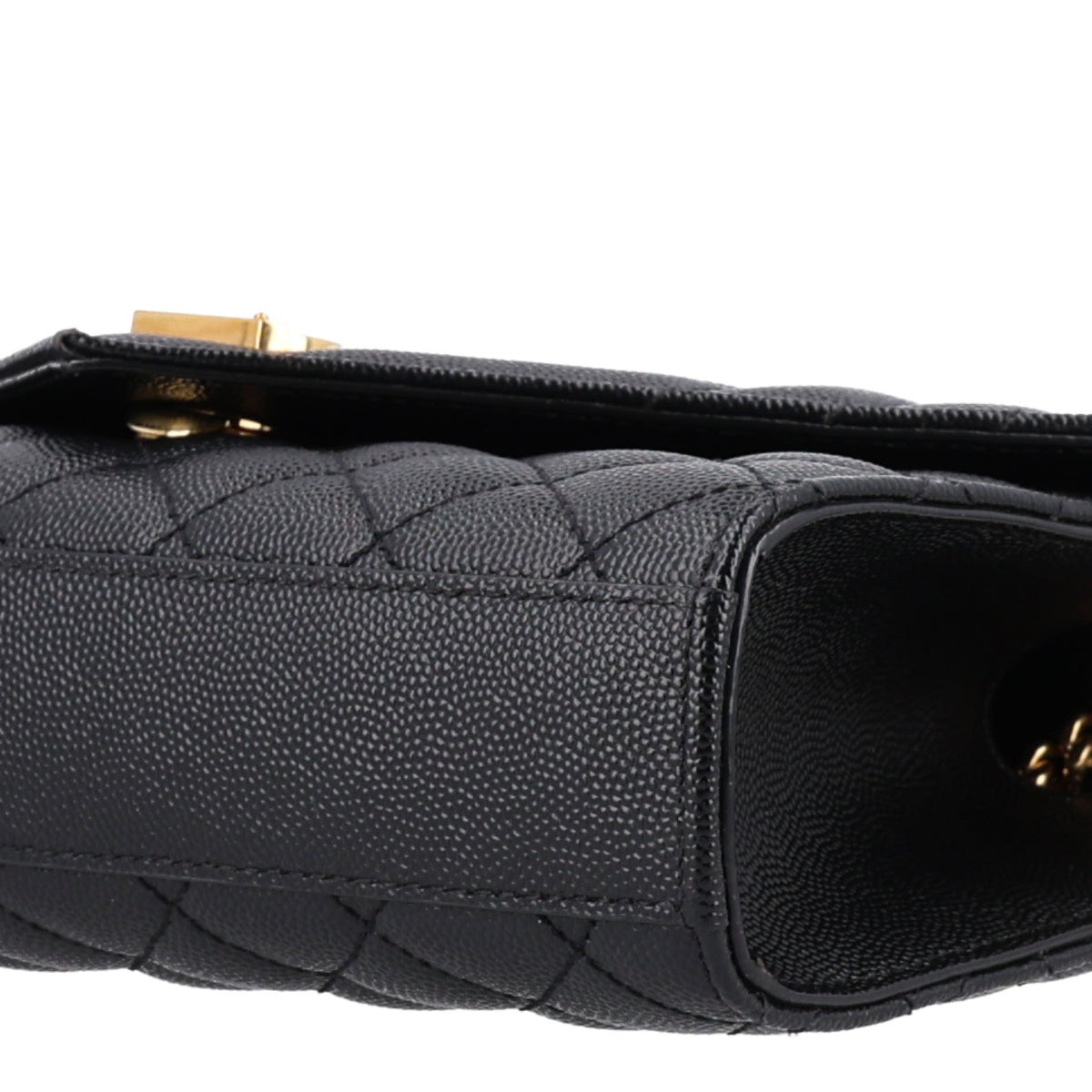 Grain De Poudre Textured Mixed Matelasse Triquilt Small Monogram Satchel Black