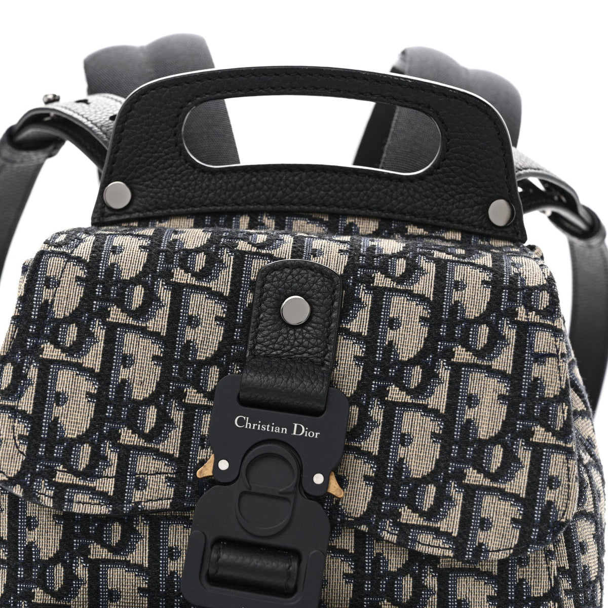 HOMME Oblique Calfskin Mens Mini Saddle Backpack Navy Blue