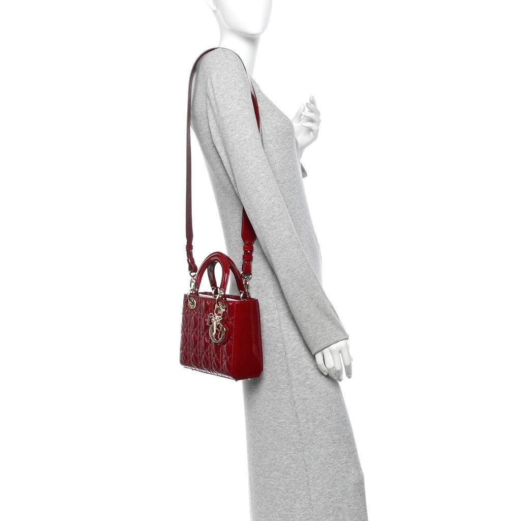 Patent Cannage Small My ABCDior Lady Dior Cherry Red