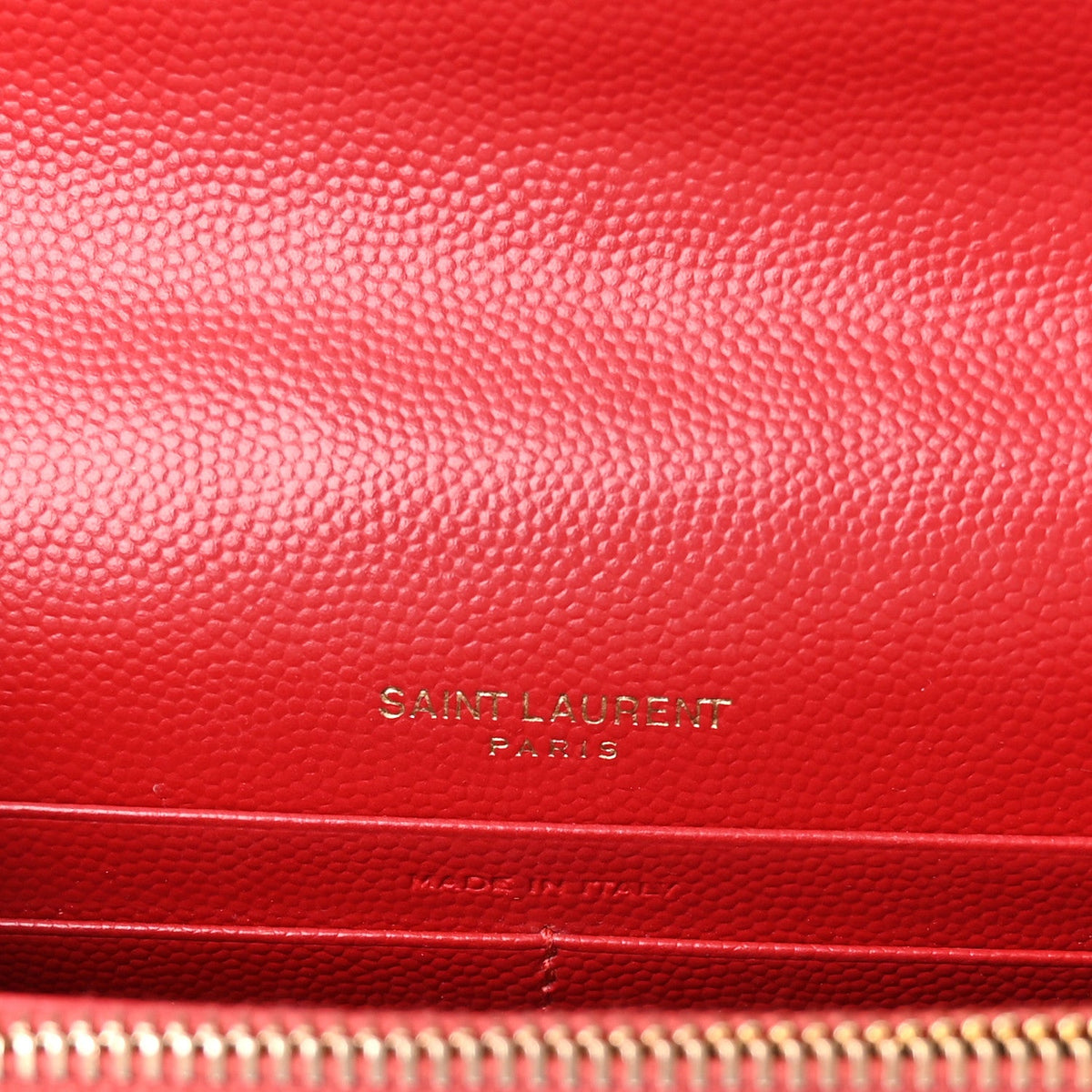 Grain De Poudre Matelasse Chevron Monogram Envelope Chain Wallet Rouge Eros