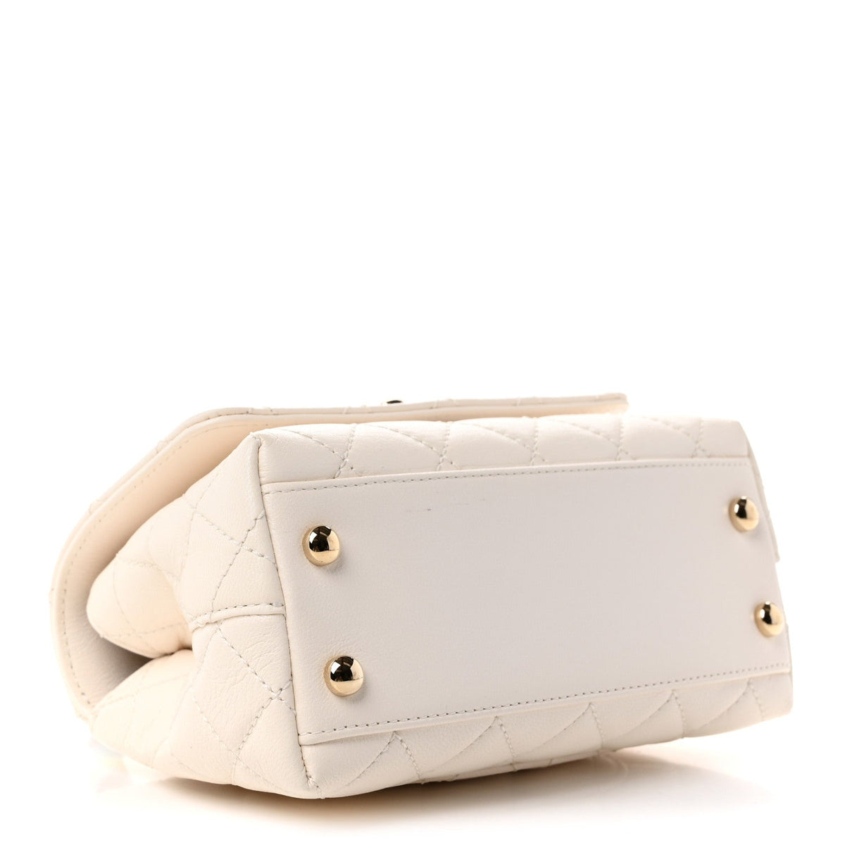 Goatskin Quilted Extra Mini Rainbow Coco Handle Flap White