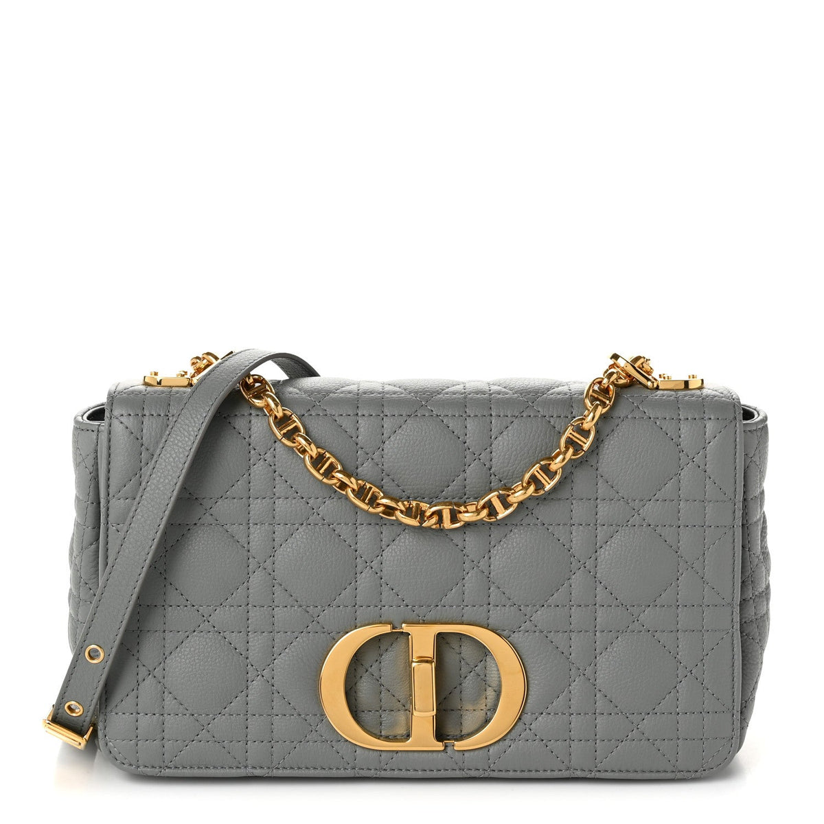 Supple Calfskin Cannage Medium Caro Bag Ethereal Grey