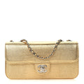 Metallic Calfskin Lizard Embossed Small East West Flap Gold