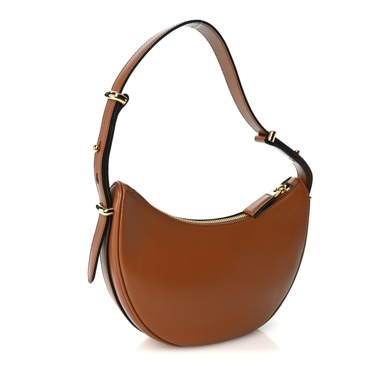 Soft Calfskin Arque Shoulder Bag Cognac