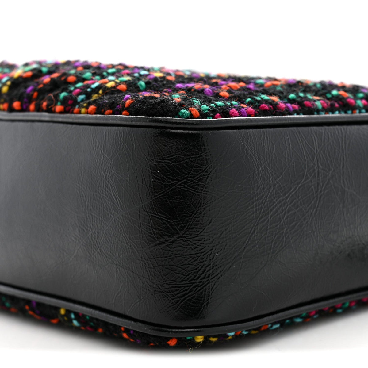 Tweed Calfskin Monogram Lou Camera Bag Black
